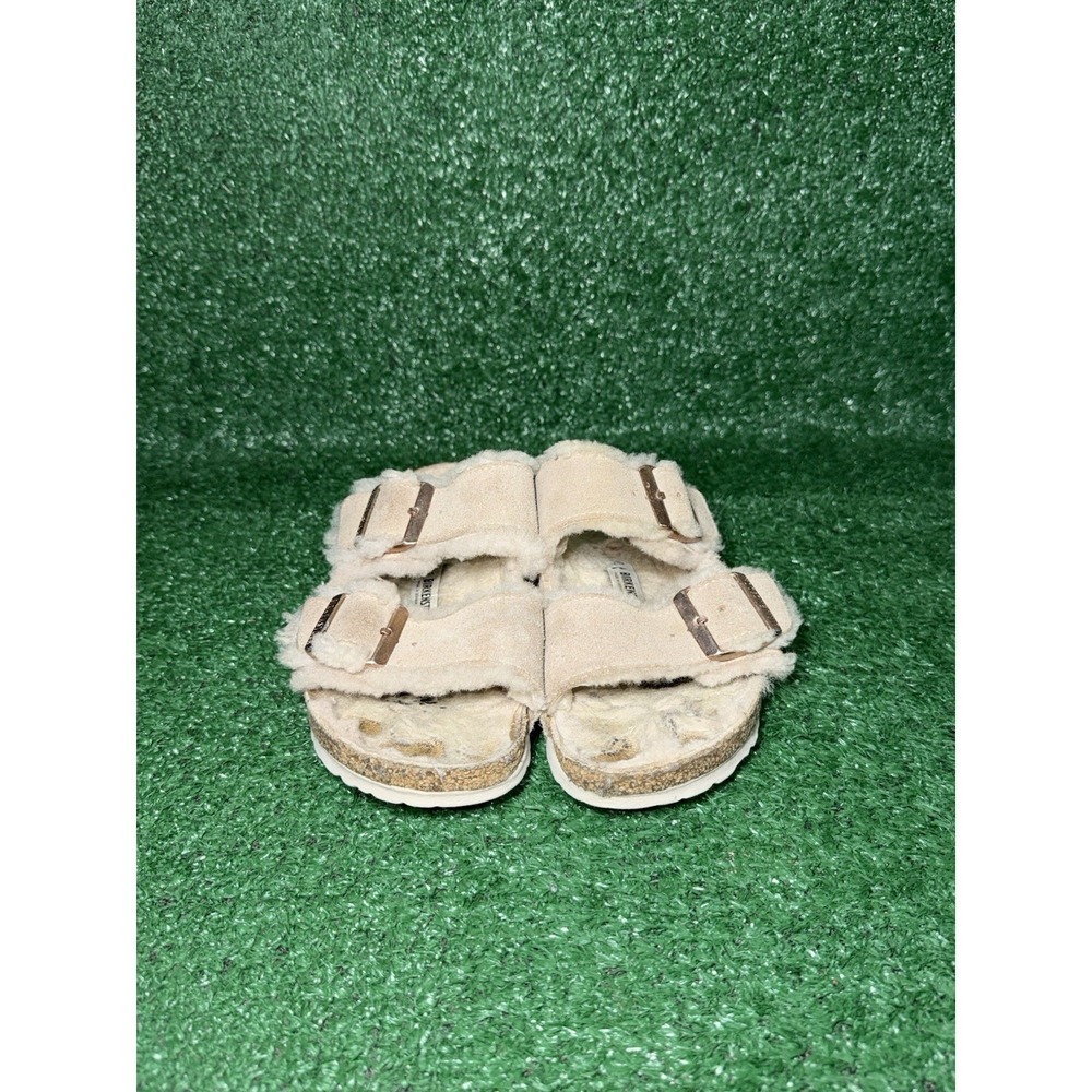 Birkenstock Arizona Suede Shearling Beige Slip On Sandals Womens Size 7 US 37 EU - Picture 5 of 10